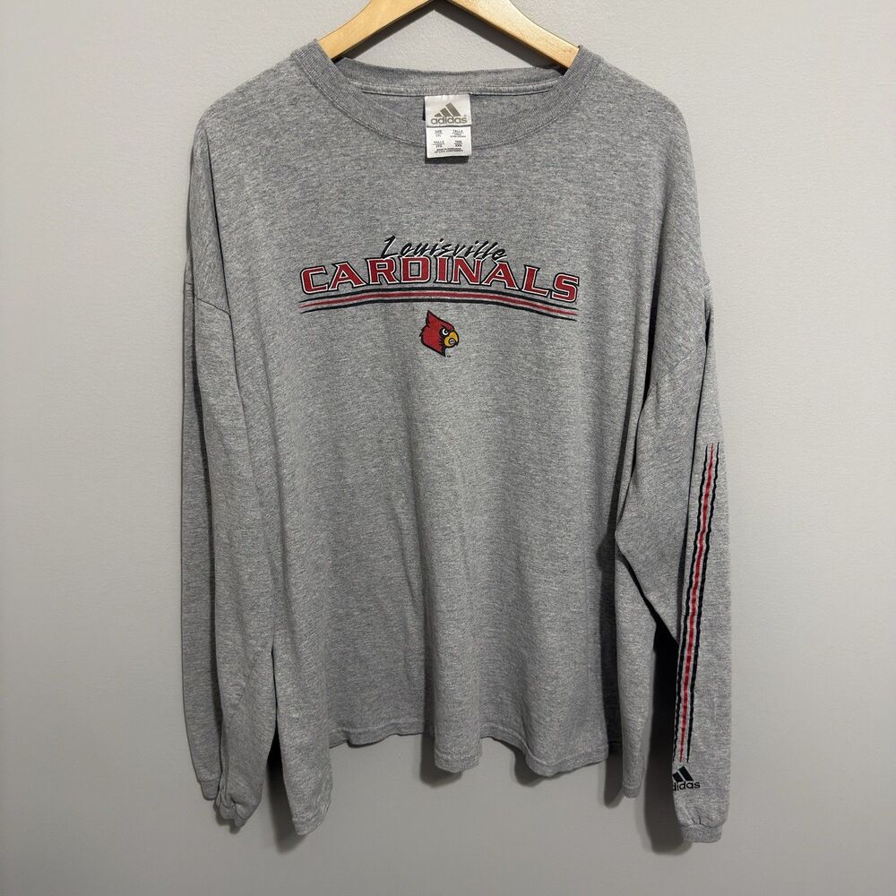 Vintage Y2K University Of Louisville Cardinals Basketball T Shirt 2XL Adidas